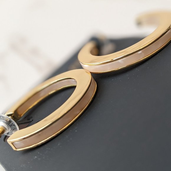 Ann Taylor Tortoiseshell Print Hoop Earrings - Picture 3 of 8